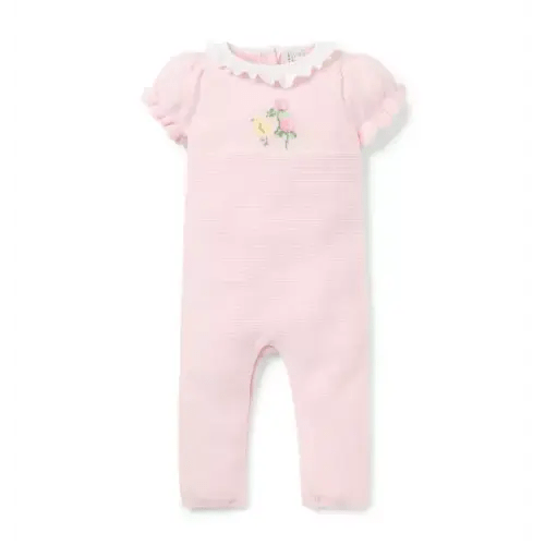 Baby Pink Blossom Baby Ruffle Collar Knit Romper by Janie and Jack