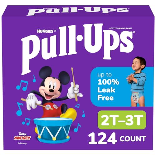 Pull-Ups Boys' Potty Training Pants, Size 2T-3T Training Underwear (16-34 lbs), 124 Count (4 Packs of 31), Packaging May Vary