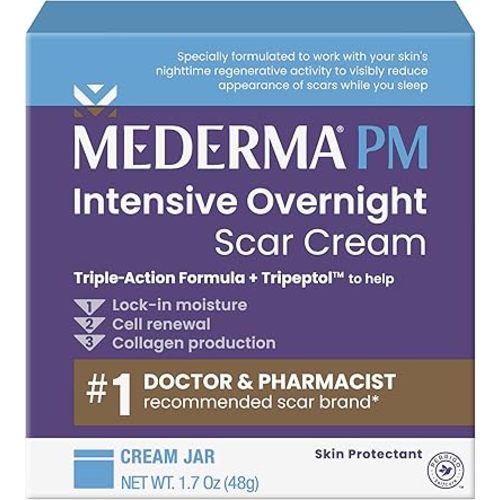 Mederma PM Intensive Overnight Scar Cream, Works with Skin's Nighttime Regenerative Activity, Clinically Shown to Make Scars Smaller and Less Visible, 1.0 Oz (28g)