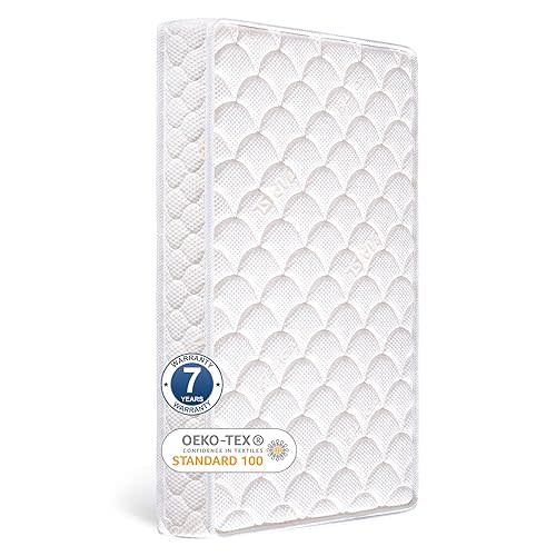 Tiankehan Dual-Sided Crib Mattress & Toddler Mattress – 52" x 27.6" x 5", 100% Knitted Fabric, Moisture Absorbent & Breathable, Fits Standard Full-Size Cribs & Toddler Beds