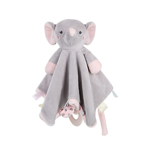 Vicloon Elephant Baby Security Blanket, Plush Baby Security Blanket with Tags&Teether, Babies Security Blanket for Boys&Girls, Security Blanket Hang on Nursery Strollers, Cribs, Car Seats(Grey)