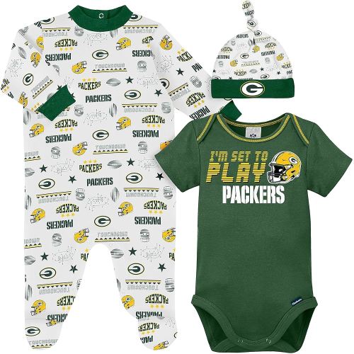 Gerber NFL Baby Boys' 3-Piece Bodysuit, Sleep 'n Play, & Cap Set