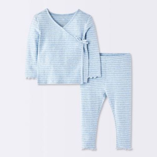 Baby Striped Wrap Set - Cloud Island™ Blue Newborn