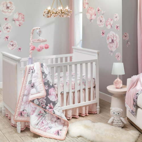 Lambs & Ivy Signature Botanical Baby Watercolor Floral Nursery Infant 4-Piece Crib Bedding Set