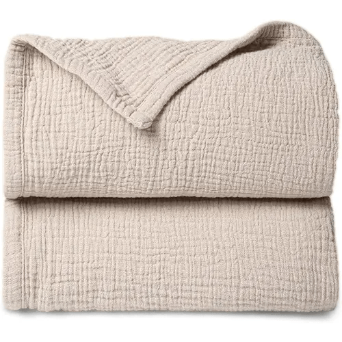 Lulu moon Muslin Quilt Blanket, Crib Blanket for Baby and Toddler,47x47 Inches(Ivory)