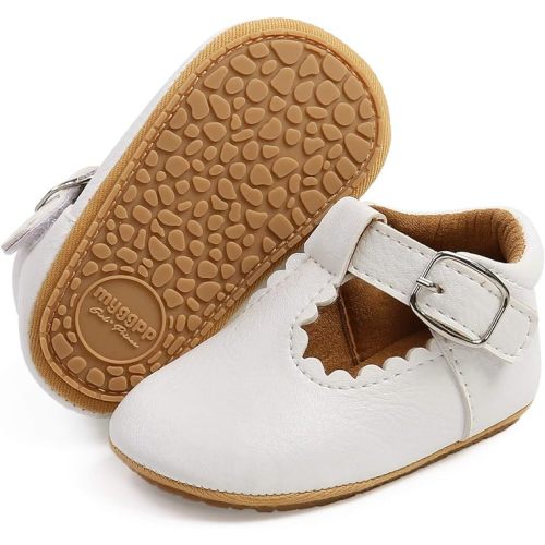 SOFMUO Baby Boys Girls Lace Up Leather Sneakers Soft Rubber Sole Infant Moccasins Newborn Oxford Loafers Anti-Slip Toddler Wedding Uniform Dress Shoes