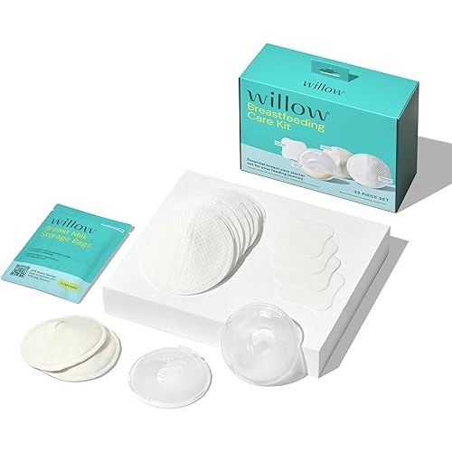 Willow - Breastfeeding Care Kit - Includes Catch- All Cups, Gel Nipple Pads, Resusable & Disposable Breast Pads - Free Feeding Course & Lacation Support - Breastfeeding Essentials for Postpartum