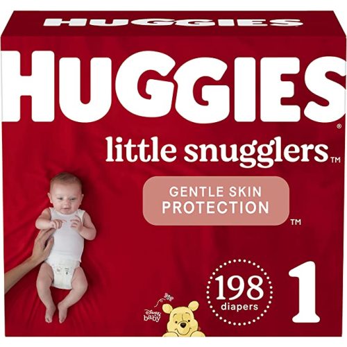 Baby Diapers Size 1 (8-14 lbs), 198ct, Huggies Little Snugglers Newborn Diapers - Size 1 (198 Count)