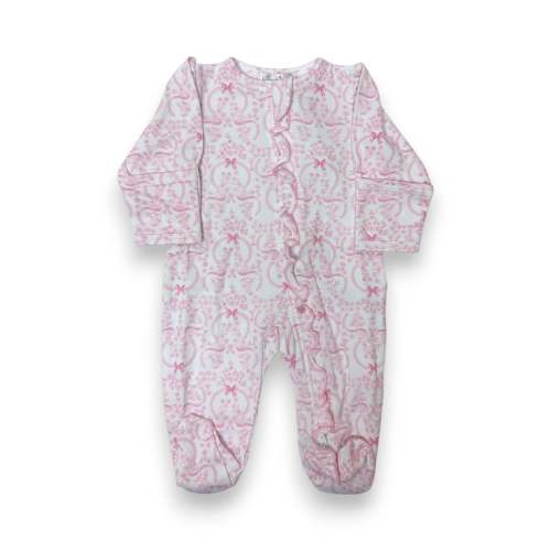 Kissy Kissy Delicate Blooming Bows Footie W/Zip Pink | 3-6 Months