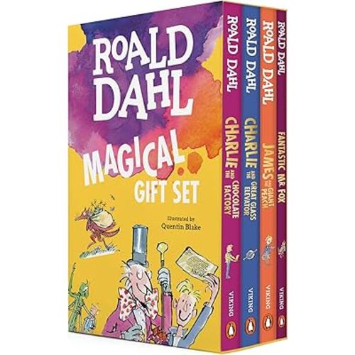 Roald Dahl Magical Gift Boxed Set (4 Books): Charlie and the Chocolate Factory, James and the Giant Peach, Fantastic Mr. Fox,Charlie and the Great Glass Elevator