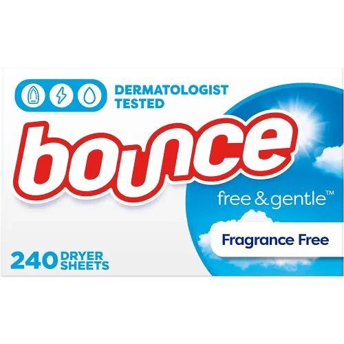 Bounce Free & Gentle Dryer Sheets, Unscented, 240 Count