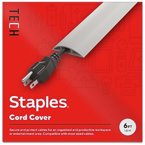Staples TECH 6' Cord Cover, Gray (ST62389)