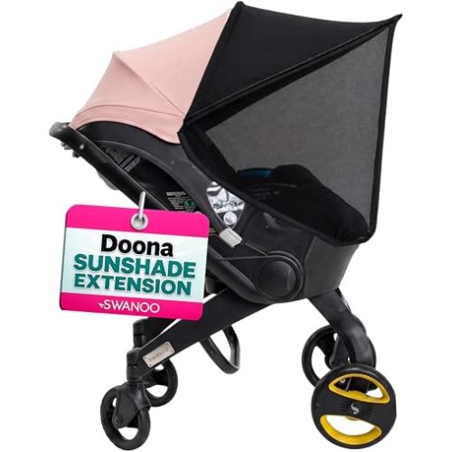 Doona Car Seat Sun Shade Extension, Baby Car Seat Sun Cover Canopy Extender, Infant Stroller Sunshade with UV Protection, Breathable Mesh Bug Net, Newborn Stroller Bunting