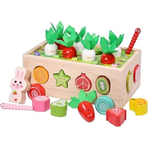 Wooden Farm Montessori Fine Motor Skills Toys for 1 2 3 Year Old,Shape Sorters for Toddlers 1-3,Preschool Learning Activities First Birthday Gifts for Boys Girls