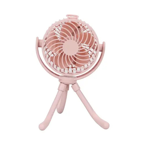 Mainstays New 4-inch 3-speed Portable Rechargeable Fan with Flexible Tripod and Digital Display, Pink