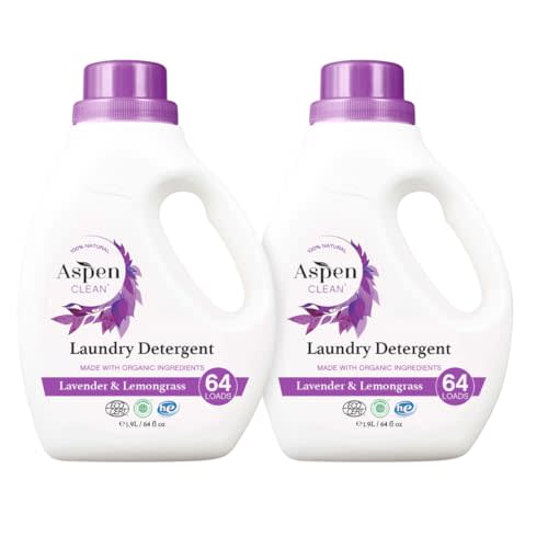 AspenClean Natural Laundry Detergent Lavender & Lemongrass - 100% Natural, Organic, HE Liquid Laundry Detergent - Vegan, Cruelty-Free, Biodegradable - Safe for Babies, Pets & Kids - EWG Certified (2