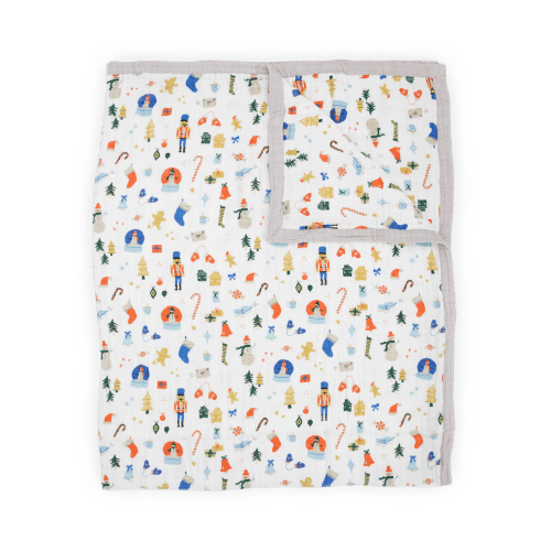 Cotton Muslin Quilted Throw - Christmas Time