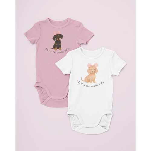 Dachshund Baby Bodysuit, "Tini Weenie Baby" Doxie Outfit
