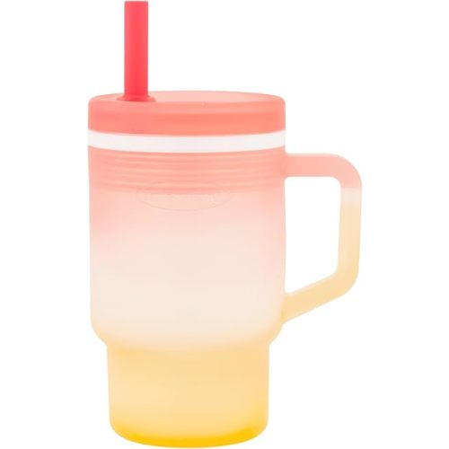 Infantino My 1st Tumbler, 9 Oz. Silicone Sippy Cup with Straw & Handle, Spill-Resistant Baby Cup for On-the-Go, BPA-Free Transition Bottle, Sunset Kiss