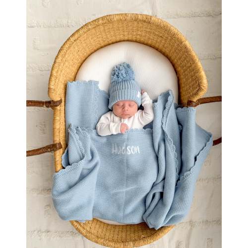 Heirloom Knit Blanket | Blue – Little and Fern