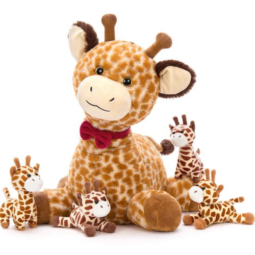 Tezituor 5Pcs Giraffe Stuffed Animal 19.7'' Giant Giraffe Plush with 4 Baby Giraffe Plushies