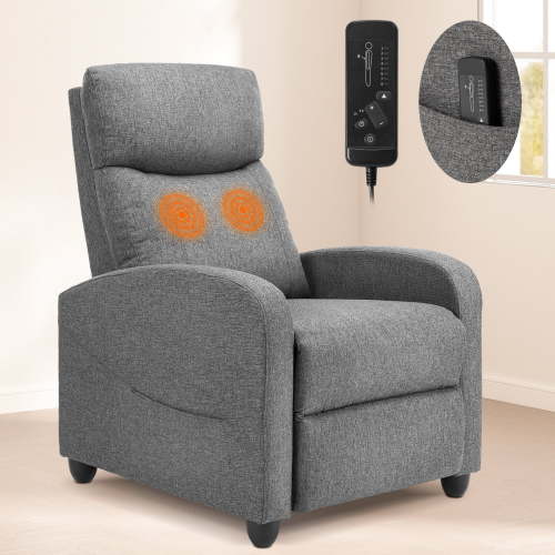 CONCETTA Vibration Massage Recliner Chair for Living Room, Home Theater, Small Sofa with 160-Degree Reclining Angle, 275lb Capacity, Gray