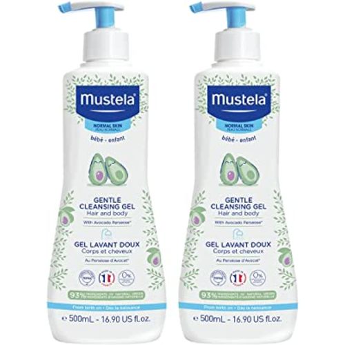 Mustela Baby Gentle Cleansing Gel - Baby Hair & Body Wash - with Natural Avocado fortified with Vitamin B5 - Biodegradable Formula & Tear-Free - 1 or 2-Pack - Various Sizes