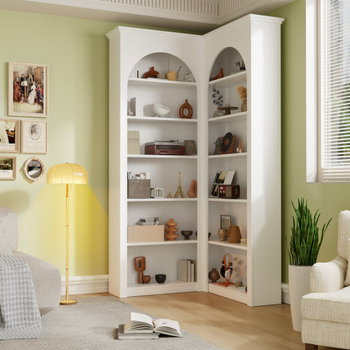 17 Stories 71.8'' Modern Corner Bookcase, 6 - Tier Tall Bookcase, L-shaped Corner Shelf | Wayfair