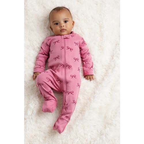 One-Piece Baby Pajamas - Bows, 9-12 months