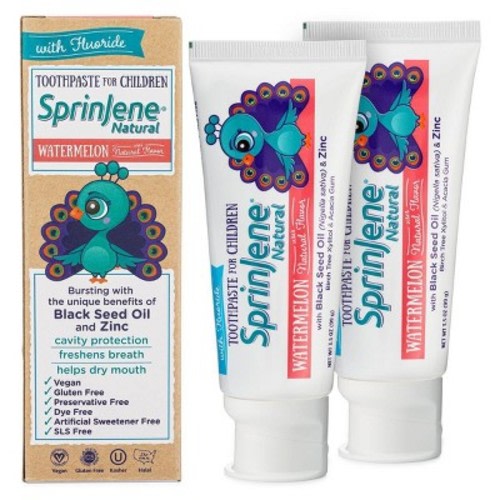 SprinJene Natural Kids Cavity Protection Toothpaste - Watermelon - 3.5oz/2ct