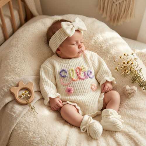 Personalized Baby Romper Set, Embroidered Baby Onesie, Newborn Outfit Baby Girl