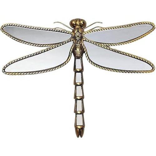 Gold Resin Dragonfly Mirror Wall Hanging Decor, Resin Insect Wall Art, Home Decoration for Bedroom, Office and Tabletop, Ideal Gift (1, Dragonfly)