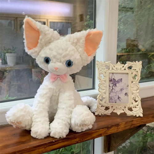 SATRINO Organic Baby Toys, Curly Haired Cat Stuffed Animal Toy with Lullaby Music for Infant Babies 0 3 6 12 to 36 Months Boy & Girl,Ideal Gift for Newborn