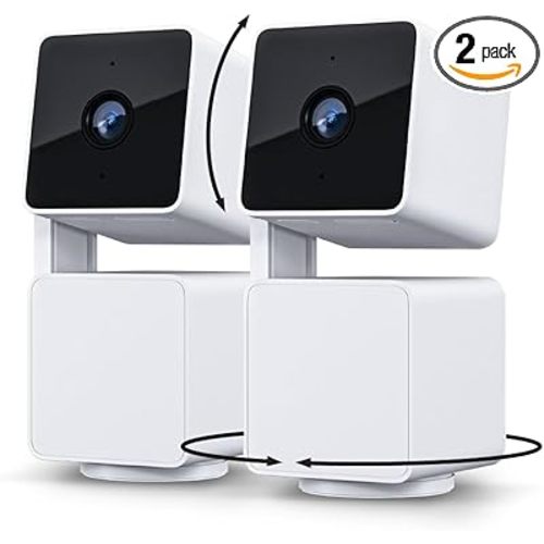 WYZE Cam Pan v3 Indoor/Outdoor IP65-Rated 1080p Pan/Tilt/Zoom Wi-Fi Smart Home Security Camera with Color Night Vision, 2-Way Audio, Compatible with Alexa & Google Assistant, White, 2-Pack