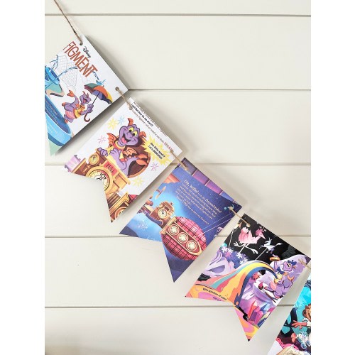 Figment Epcot book page banner decoration Disney World birthday party decor