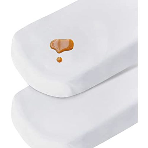 Bassinet Sheets Waterproof 2 Pack Bassinet Mattress Protector Cotton Fitted Cradle Sheets Set for Oval Rectangle Hourglass Mattres, Soft Breathable Mattress Pad Cover Baby Girl Boy, White