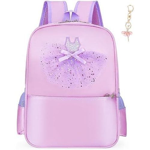 Dorlubel Cute Ballet Dance Backpack Tutu Dress Dance Bag with Key Chain Girls