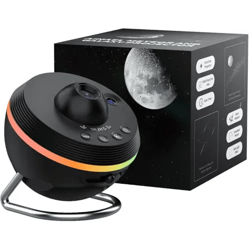 Galaxy Projector, Star Projector Home Planetarium Space Ceiling Starry Sky Night Light with Light Strip, Meteor and Galaxy Projector for Kid Adult Bedroom Christmas Gift (Black)