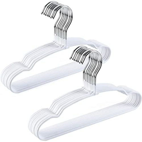 Amber Home 20 Pack 11.8" Lovely Baby Clothes Hangers, Sturdy Metal Wire & Cute White Coating Children Toddler Kids Clothes Hangers for Shirt Coat Pants Trousers (White)