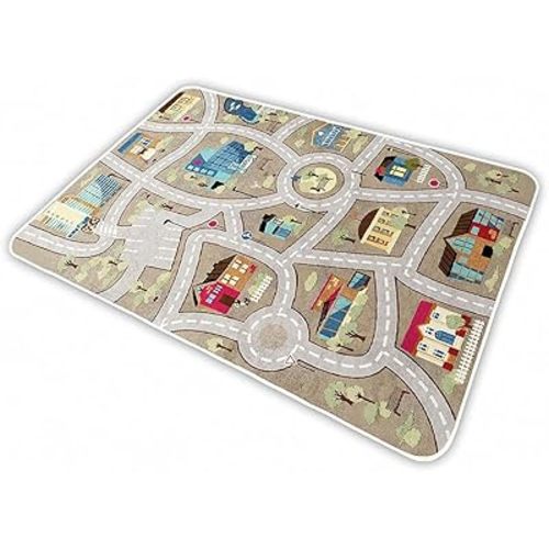 Kid Rug Carpet Playmat for Toy Cars and Train，Play Area Rug with Rubber Backing，Fun Throw Rug，Ideal Gift for Children Baby Bedroom Play Room(80×180cm/32×71in)