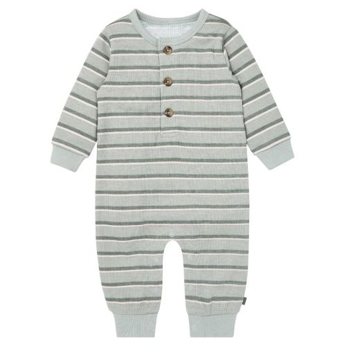 Modern Moments by Gerber Baby Boys' Long Leg Slouch Romper, Green Stripes, 0-3 Months
