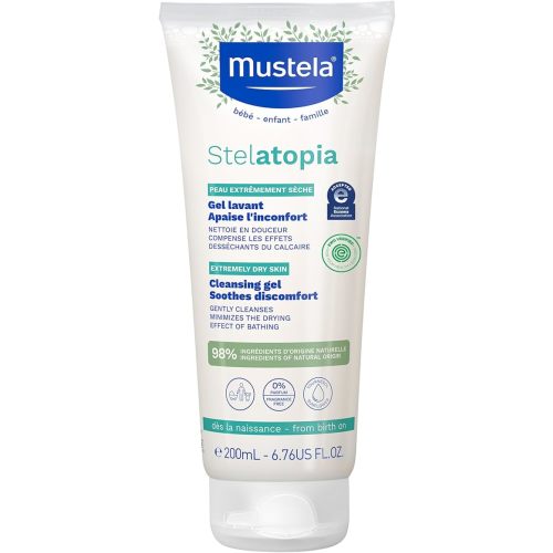 Mustela Stelatopia Eczema-Prone Skin Cleansing Gel - Baby Face & Body Wash with Natural Avocado & Sunflower Oil - Fragrance-Free & Tear Free - 6.76 fl. oz.