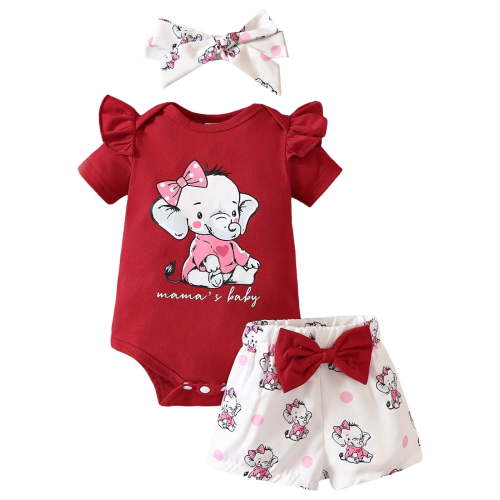 Akiihool Bodysuit for Baby Girls Unisex Baby Short Sleeve Bodysuits Multiple pieces (Red,6-9 Months)