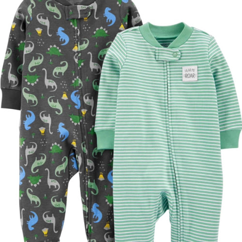 Simple Joys by Carter's Baby Boys' 2-Way Zip Thermal Footed Sleep and Play, Pack of 2