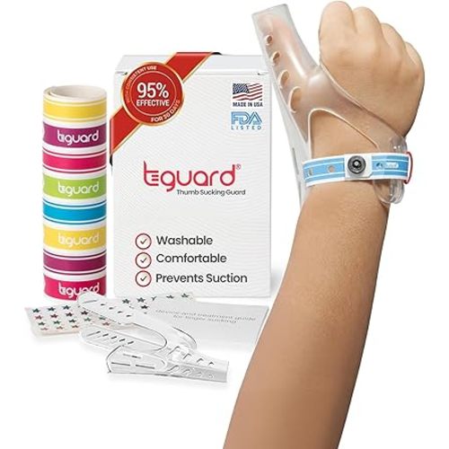 AeroThumb Anti-Thumb Sucking Guard – Thumb Sucking Deterrent Prevention Kit with InstaLock Interlock System, Washable Secure-Fit for Toddlers, Soft, Small (Under 40 lbs), Ages 3–4, Made in USA