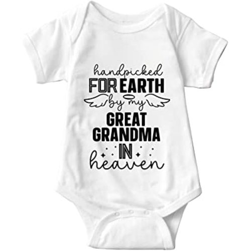 listery Hand Picked For Earth By My Great Grandma And Great Grandpa In Heaven Onesie Infant RompersBaby Boys Girls Bodysuit