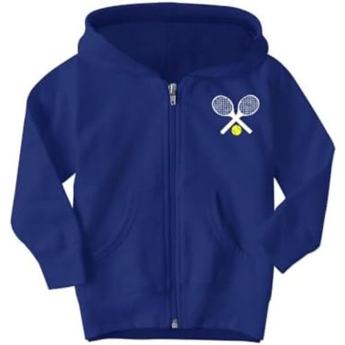 Kids Tennis Zip-Up Hoodie, Infant, Toddler Fleece Tennis Sweatshirt with Racquet Design