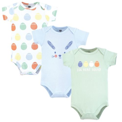Luvable Friends Hudson Baby Unisex Bodysuits 3pk, Pastel Egg Hunt, 6-9M