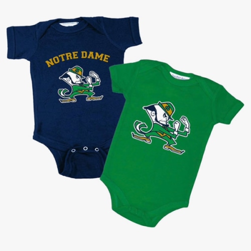 Notre Dame 2 Pack Baby Bodysuit Creeper Newborn Infants Licensed Sizes 6M
