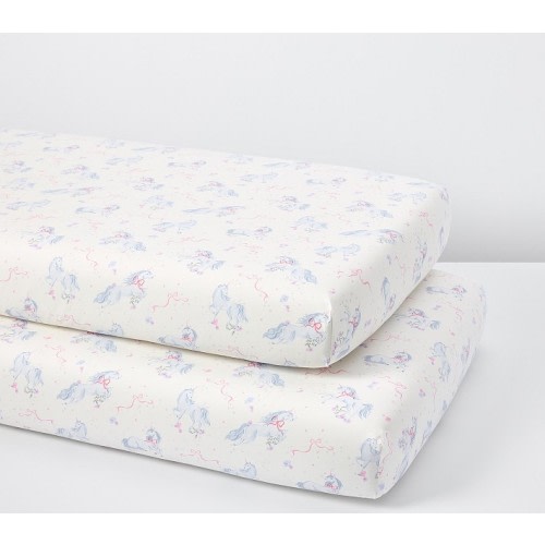 Unicorn Bows Organic Crib Fitted Sheet